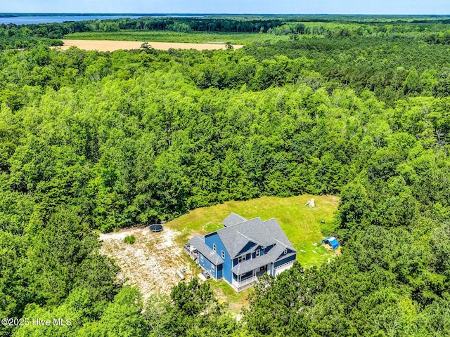 bird's eye view with a forest view