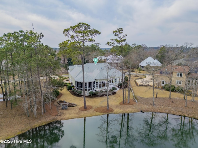 bird's eye view featuring a water view