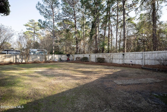 view of yard featuring a fenced backyard