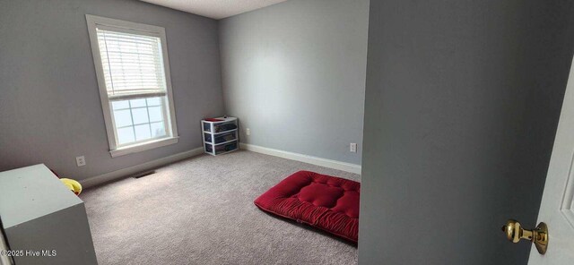 interior space with visible vents, baseboards, and carpet