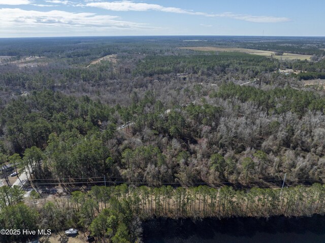 birds eye view of property with a forest view