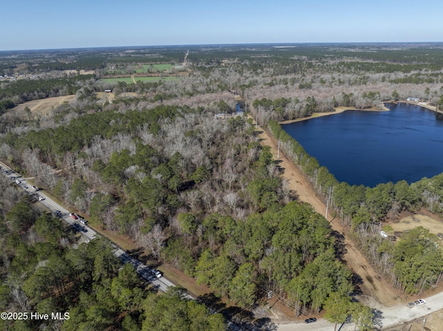 aerial view with a view of trees and a water view