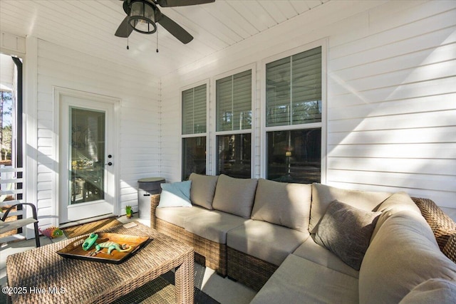 view of patio featuring outdoor lounge area and ceiling fan