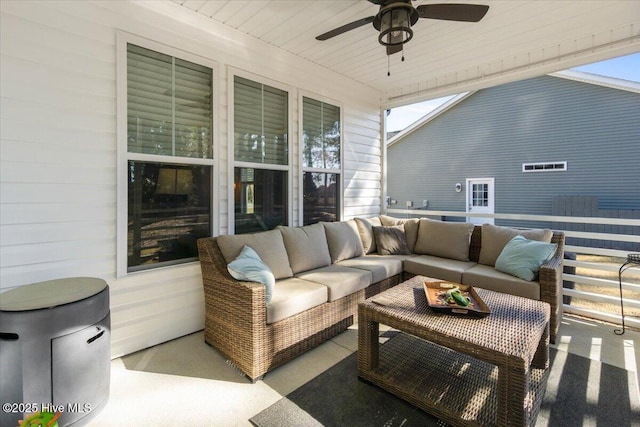 view of patio / terrace with an outdoor hangout area and ceiling fan