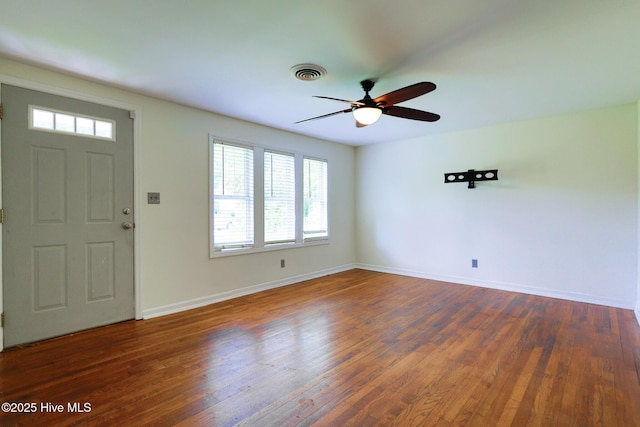 2209 Barnett Ave, Wilmington, NC 28403 - entryway featuring plenty of natural light, ceiling fan, dark wood-style flooring, and baseboards