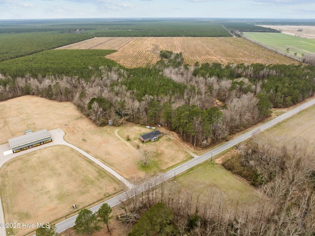 drone / aerial view with a rural view