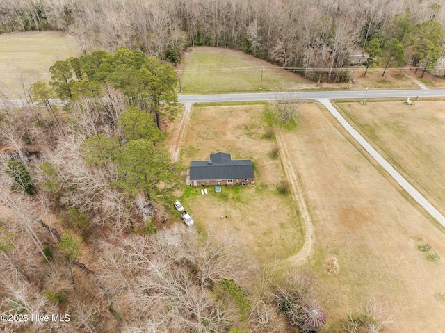 aerial view featuring a rural view