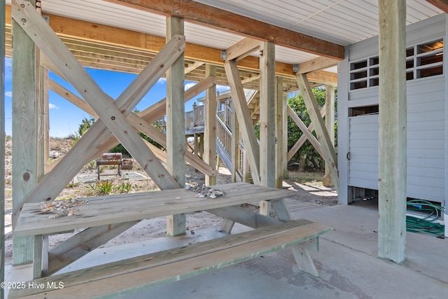 view of patio / terrace featuring stairway