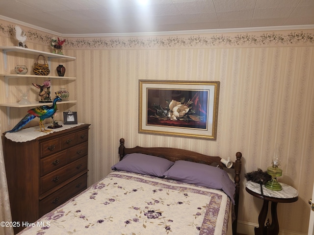 bedroom featuring wallpapered walls