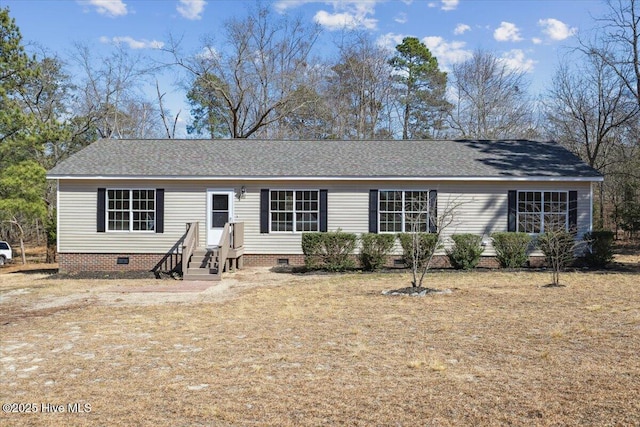 single story home with crawl space