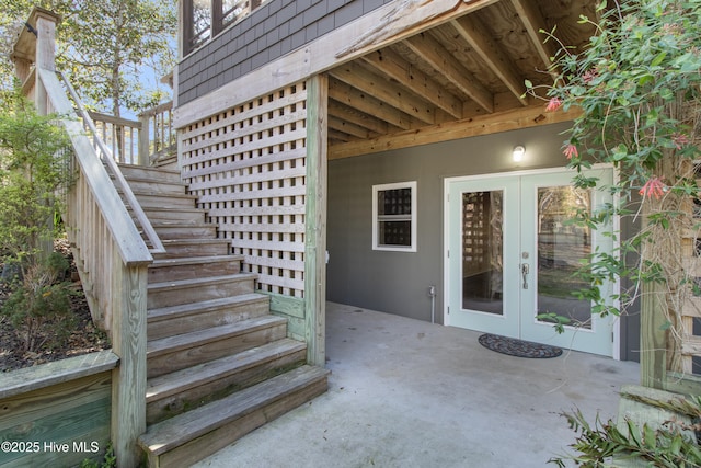 doorway to property featuring french doors and a patio