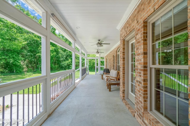 view of patio / terrace with covered porch and ceiling fan