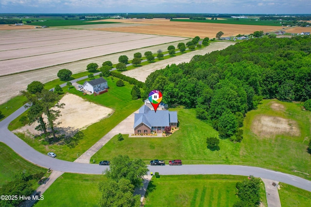 bird's eye view with a rural view