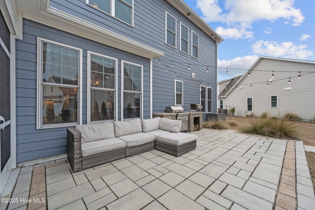 view of patio / terrace with outdoor lounge area and area for grilling