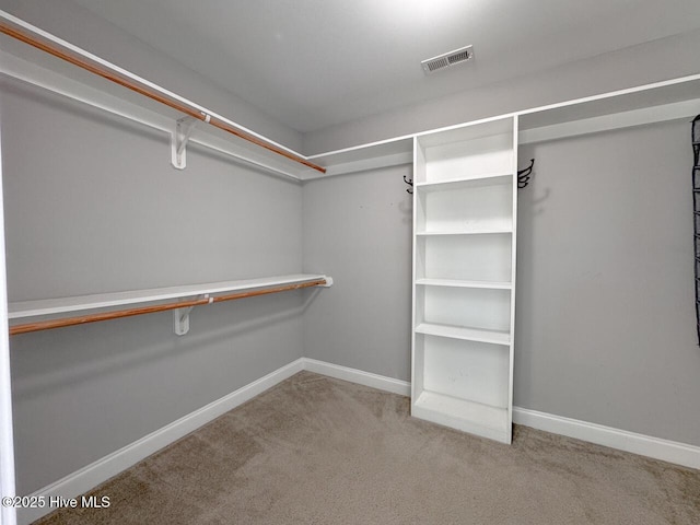 walk in closet featuring carpet and visible vents