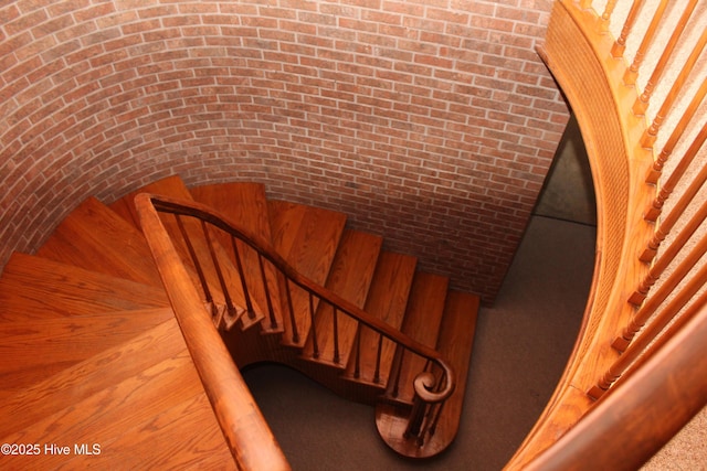 staircase with vaulted ceiling