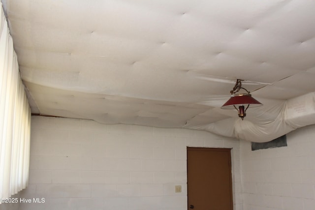 room details featuring concrete block wall