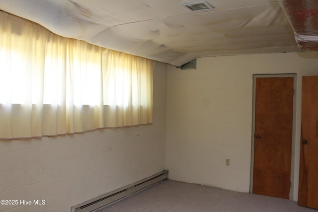 spare room with visible vents and a baseboard radiator