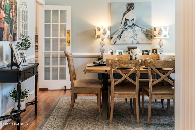 dining area featuring wood finished floors