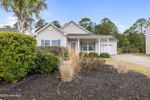 view of front facade featuring a garage and concrete driveway