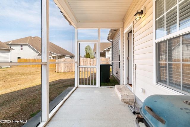 view of unfurnished sunroom