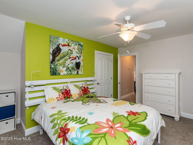 129 Sunset Dr, Cedar Point, NC 28584 - bedroom featuring carpet flooring, a ceiling fan, and baseboards