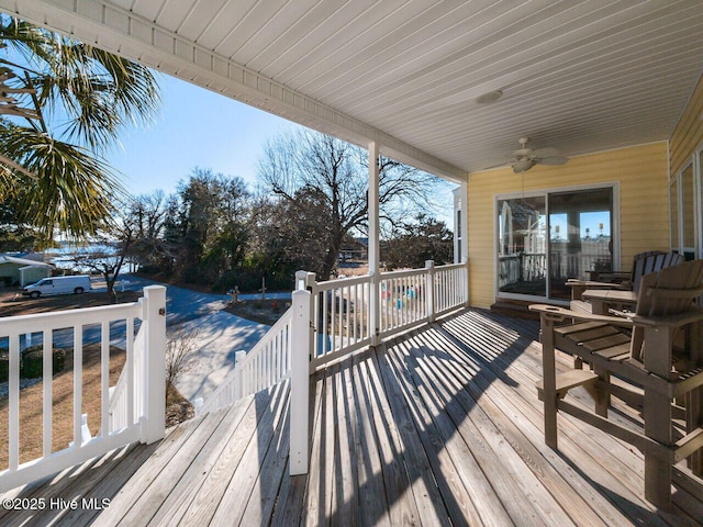 deck featuring ceiling fan