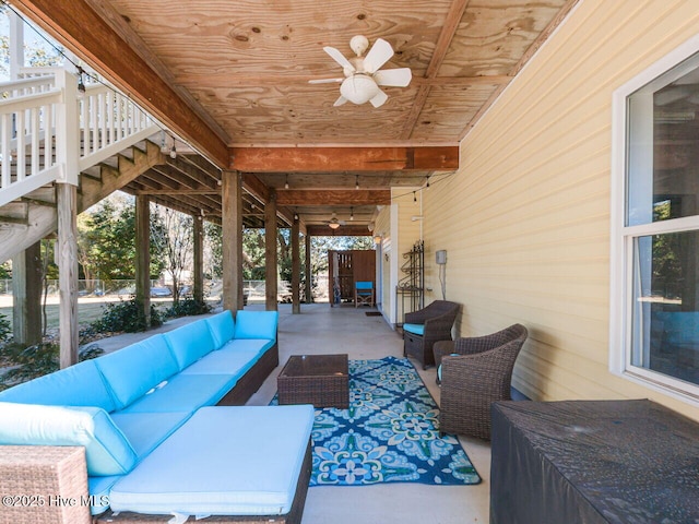 129 Sunset Dr, Cedar Point, NC 28584 - view of patio featuring an outdoor living space and ceiling fan