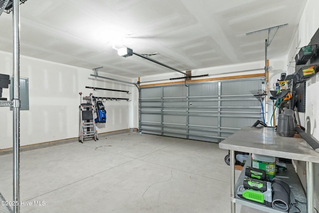 garage with a garage door opener