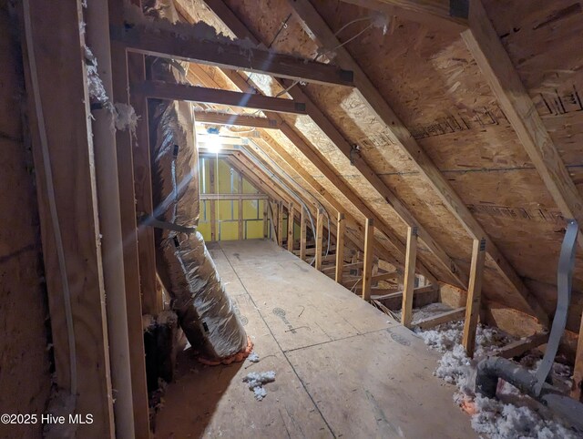 view of unfinished attic