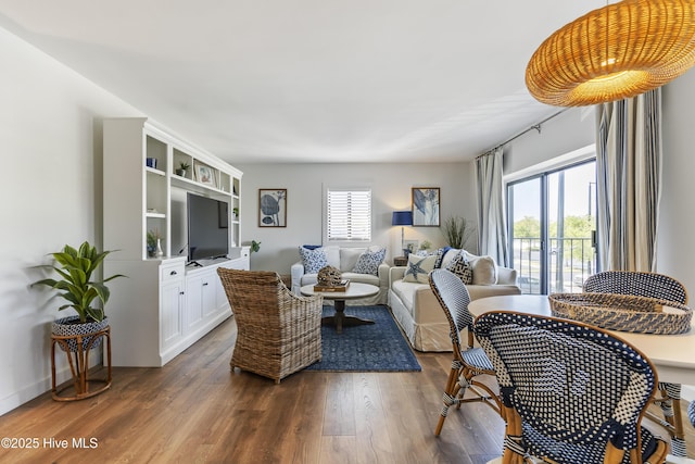 living room featuring dark wood finished floors