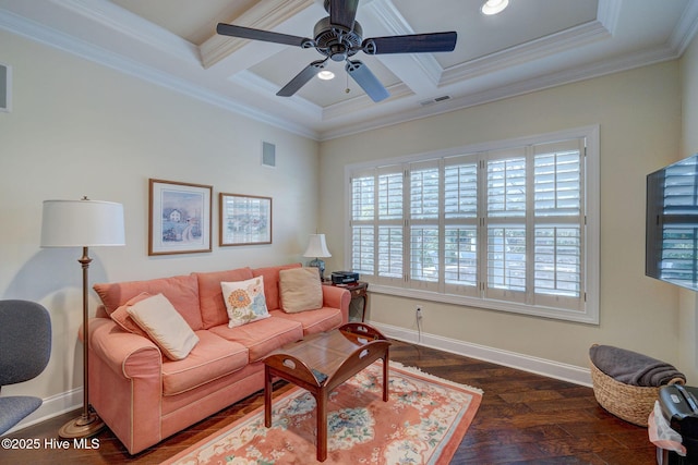 2184 Villamar Dr, Leland, NC 28451 - living room featuring baseboards, visible vents, and dark wood-style flooring