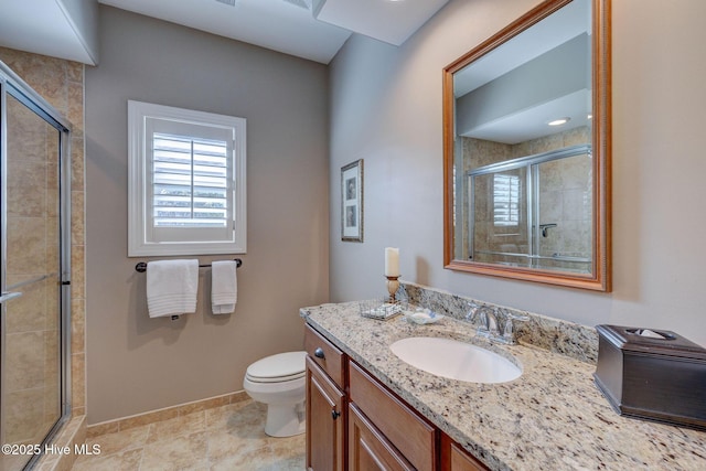 2184 Villamar Dr, Leland, NC 28451 - bathroom with baseboards, toilet, and a shower stall