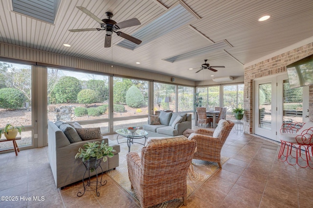 2184 Villamar Dr, Leland, NC 28451 - sunroom / solarium with wood ceiling and a ceiling fan