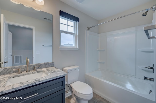 7053 Trailhead Rd, Leland, NC 28451 - bathroom featuring toilet, vanity, and tub / shower combination