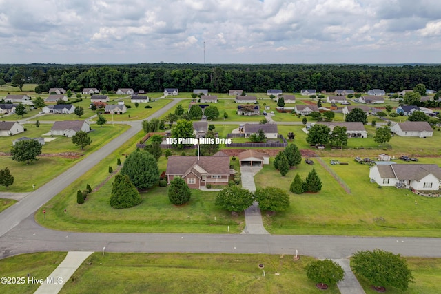 aerial view with a residential view