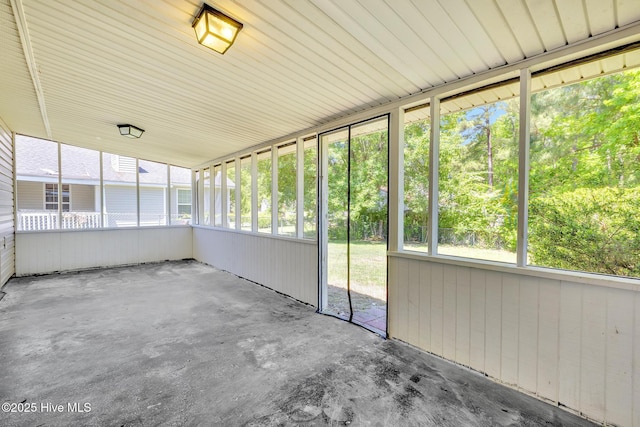 view of unfurnished sunroom
