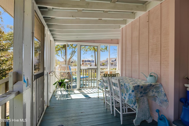 view of unfurnished sunroom