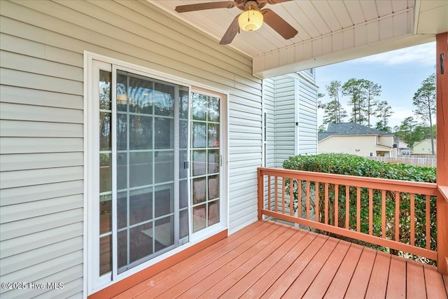 deck featuring ceiling fan