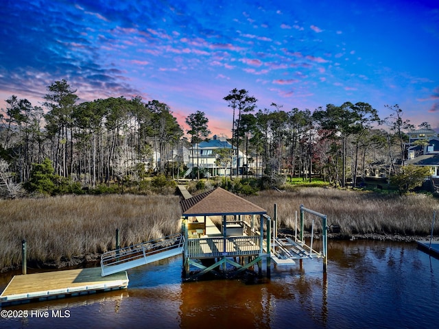 1807 Baywater Ct SE, Bolivia, NC 28422 - view of dock with boat lift and a water view