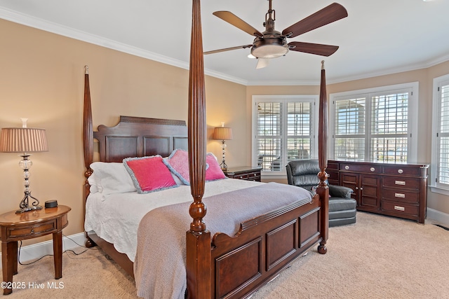 1807 Baywater Ct SE, Bolivia, NC 28422 - bedroom with baseboards, crown molding, light colored carpet, and multiple windows