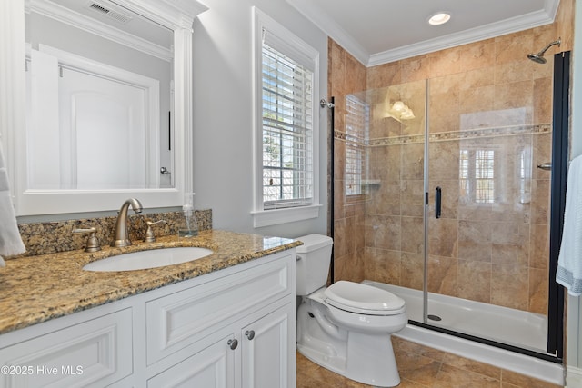 1807 Baywater Ct SE, Bolivia, NC 28422 - full bathroom with visible vents, a stall shower, and a wealth of natural light