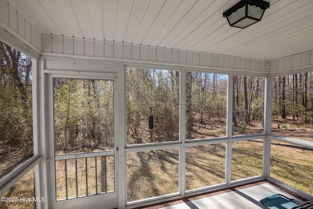 view of unfurnished sunroom