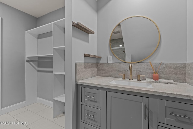 126 Lightwater Dr, Aberdeen, NC 28315 - bathroom with vanity, tile patterned floors, and tasteful backsplash