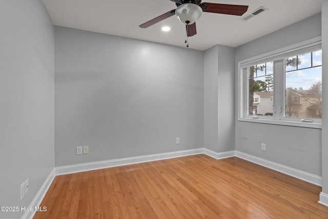 126 Lightwater Dr, Aberdeen, NC 28315 - unfurnished room featuring visible vents, a ceiling fan, baseboards, and light wood-type flooring