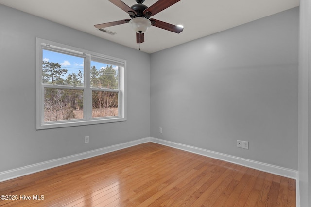 126 Lightwater Dr, Aberdeen, NC 28315 - unfurnished room featuring baseboards, a ceiling fan, light wood-style floors, and visible vents