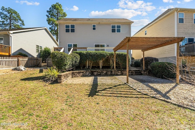 126 Lightwater Dr, Aberdeen, NC 28315 - rear view of property featuring a lawn, fence, and a pergola