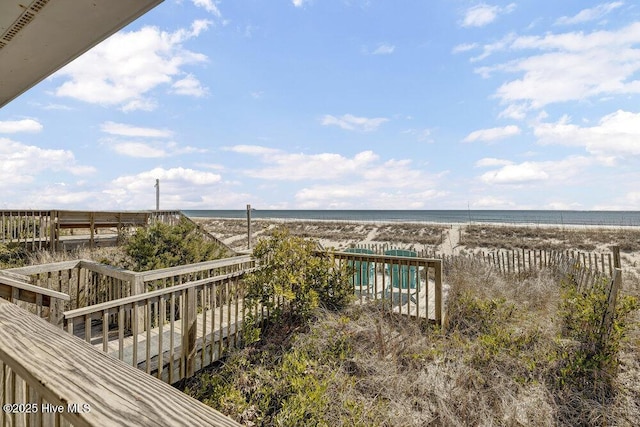 exterior space with a beach view