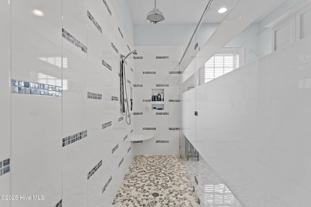 5151 Creswell Dr, Leland, NC 28451 - bathroom featuring a stall shower and recessed lighting