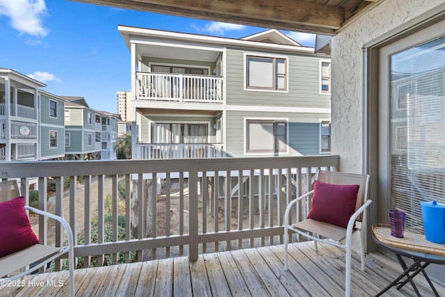 deck with a residential view